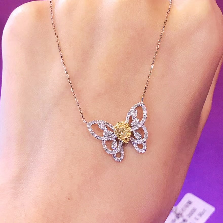 14k Gold 0.5 Ct Natural Color Diamond Necklace: Ref:231032086 // gold content:14k gold // main gemstone:diamond // shape:multiply // carat weight:0. 5ct // clarity grade:vs-si // color:color // treatment:natural // Condition: New Low Estimate: