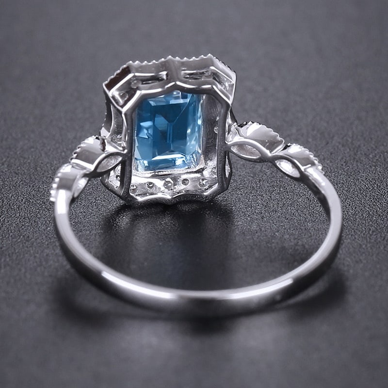 14k Gold 1.11 Ct Natural Aquamarine & Diamond Ring - 4
