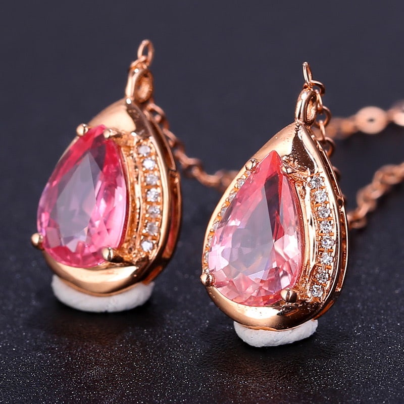 14k Gold 2.35 Ct Natural Sapphire & Diamond Earrings - 4