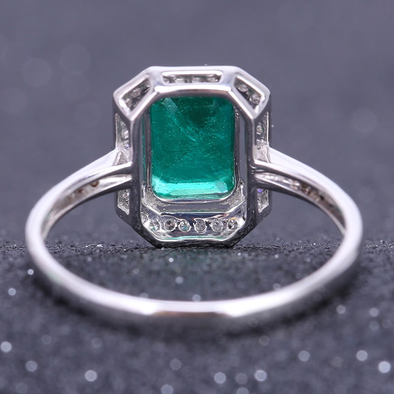 14k Gold 1.55 Ct Natural Emerald & Diamond Ring - 4