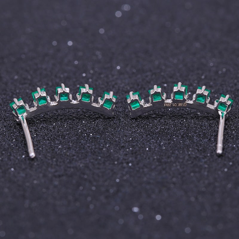 14k Gold 1.2 Ct Natural Emerald & Diamond Earrings - 4