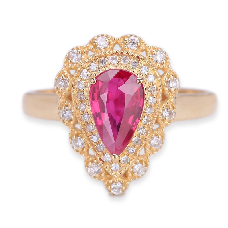14k Gold 1.05 Ct Natural Ruby & Diamond Ring - 2