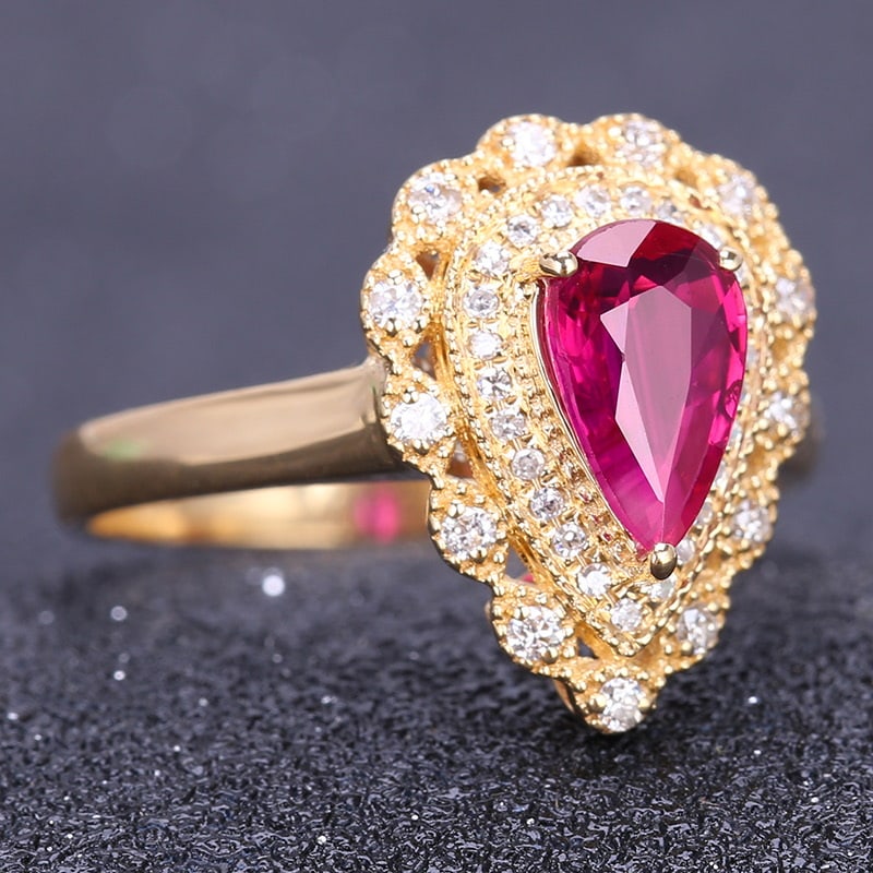 14k Gold 1.05 Ct Natural Ruby & Diamond Ring - 4
