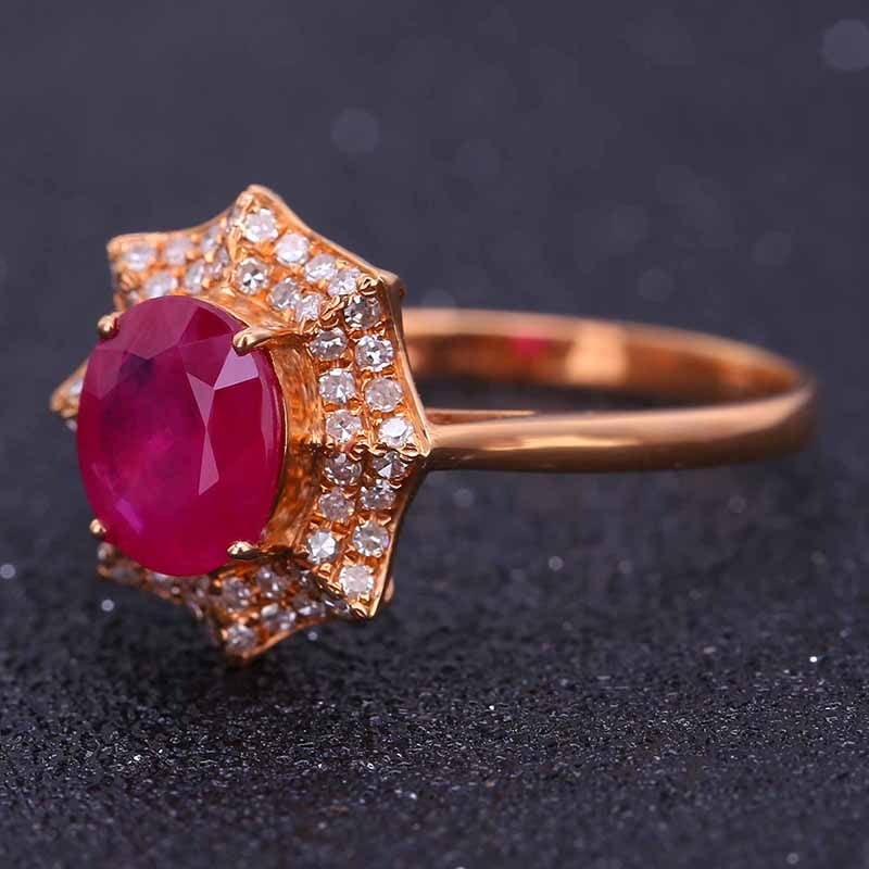 14k Gold 2.11 Ct Natural Ruby & Diamond Ring - 2