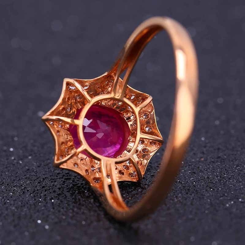 14k Gold 2.11 Ct Natural Ruby & Diamond Ring - 4