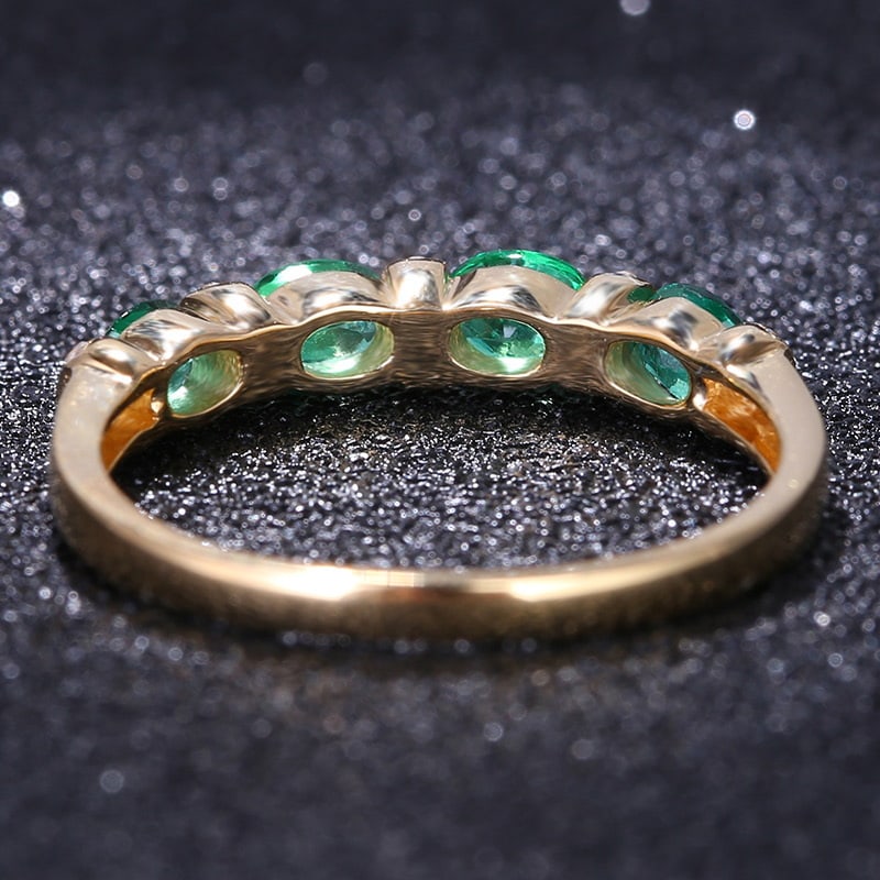 14k Gold 0.68 Ct Vivid Green Natural Emerald & Diamond Ring - 5