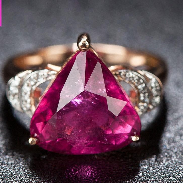 14k Gold 6.25 Ct Natural Tourmaline & Diamond Ring (1 of 5)
