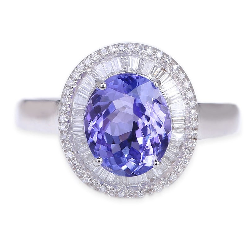 14k Gold 3.41 Ct Natural Tanzanite & Diamond Ring - 2