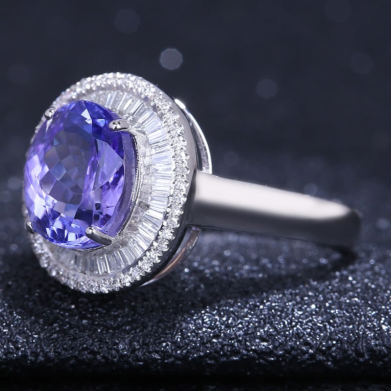 14k Gold 3.41 Ct Natural Tanzanite & Diamond Ring - 3