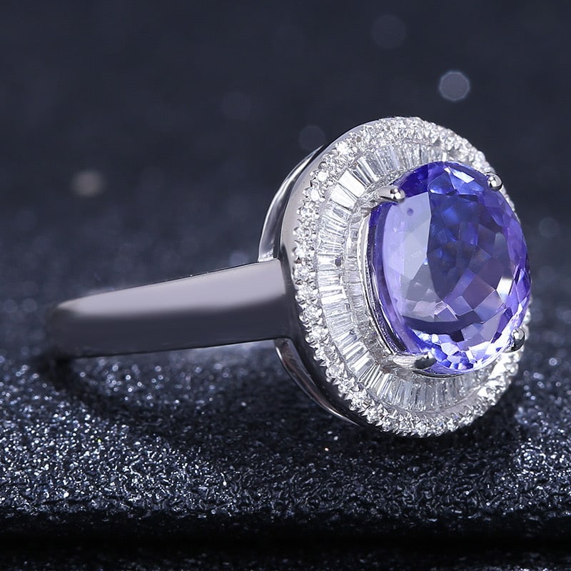 14k Gold 3.41 Ct Natural Tanzanite & Diamond Ring - 4
