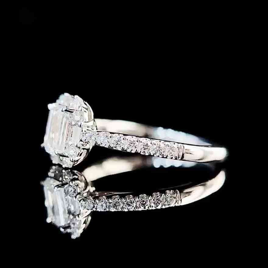Gia Certified 14k Gold 0.5 Ct Natural G Vs1 Emerald Diamond Ring - 2