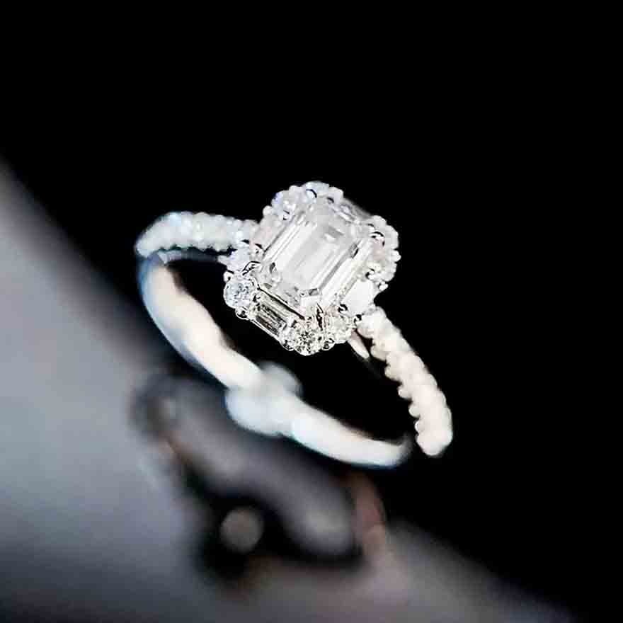 Gia Certified 14k Gold 0.5 Ct Natural G Vs1 Emerald Diamond Ring - 3