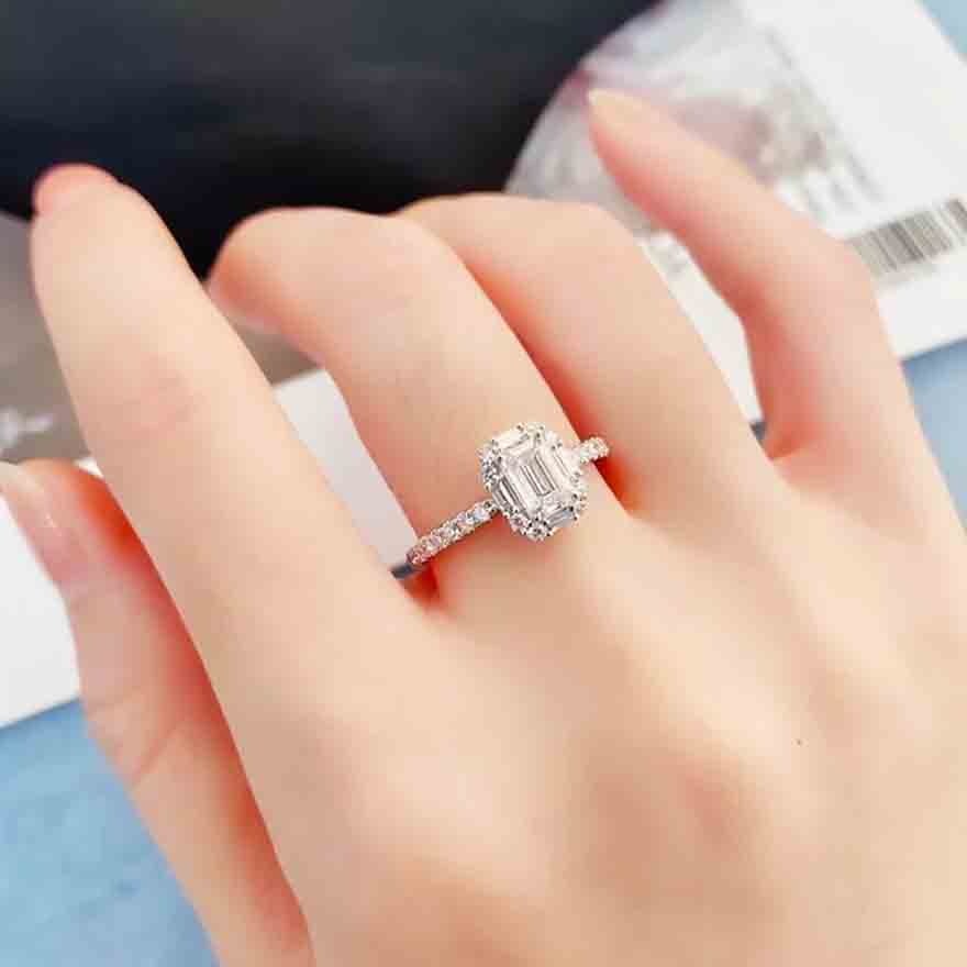 Gia Certified 14k Gold 0.5 Ct Natural G Vs1 Emerald Diamond Ring - 4