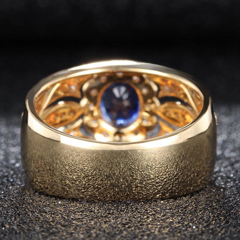 14k Gold 0.88 Ct Natural Sapphire & Diamond Ring - 5