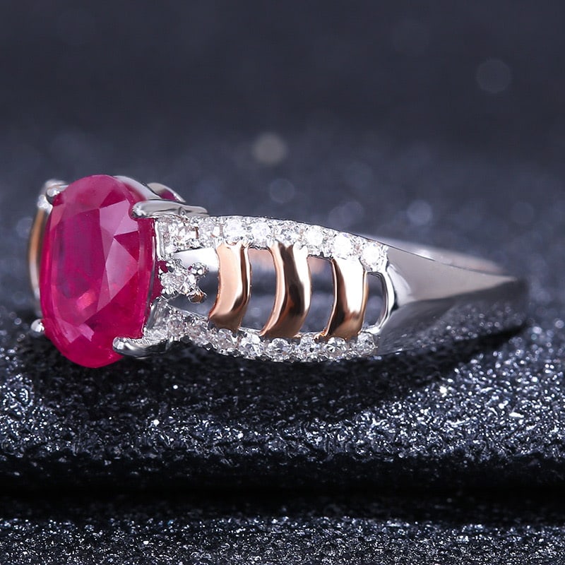 14k Gold 1.63 Ct Natural Ruby & Diamond Ring - 2
