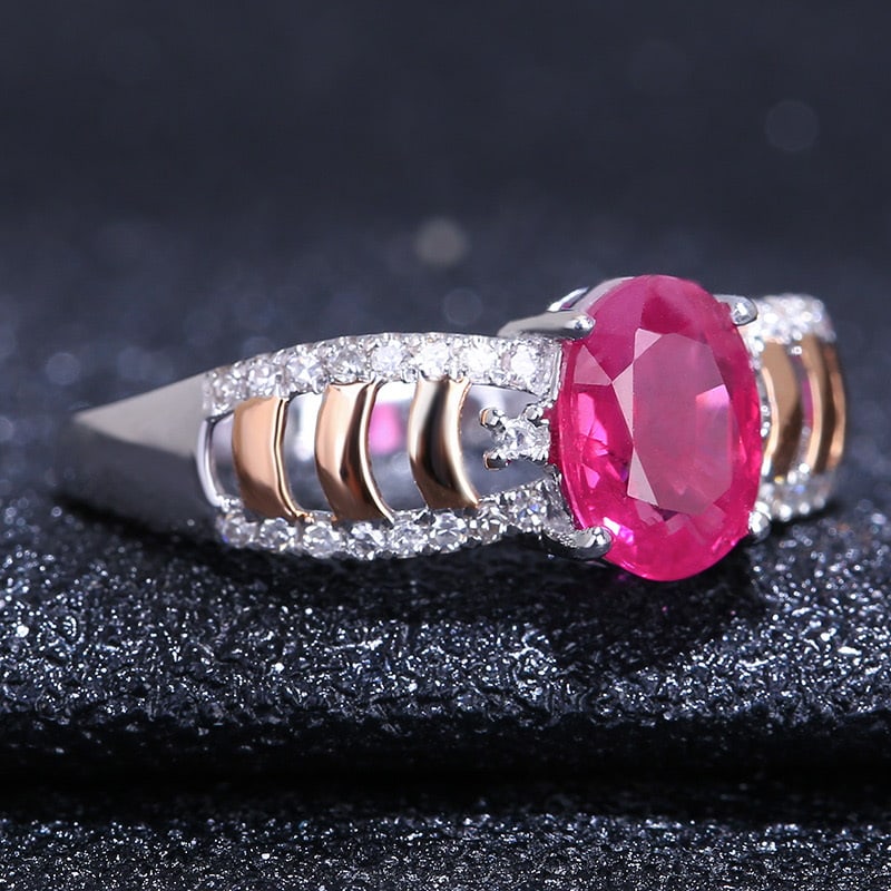 14k Gold 1.63 Ct Natural Ruby & Diamond Ring - 3