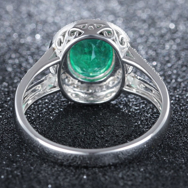 14k Gold 1.1 Ct Natural Emerald & Diamond Ring - 5