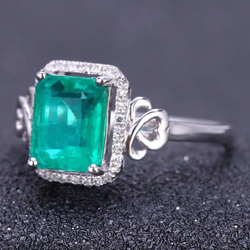 14k Gold 1.95 Ct Natural Emerald & Diamond Ring - 2