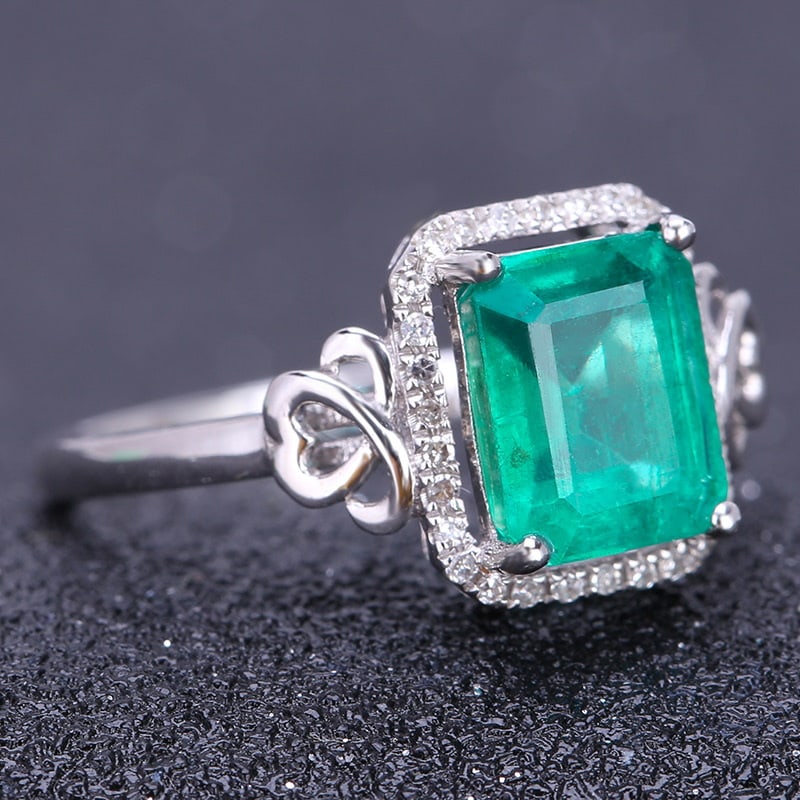 14k Gold 1.95 Ct Natural Emerald & Diamond Ring - 3