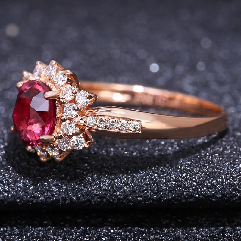 14k Gold 1.3 Ct Natural Ruby & Diamond Ring - 2