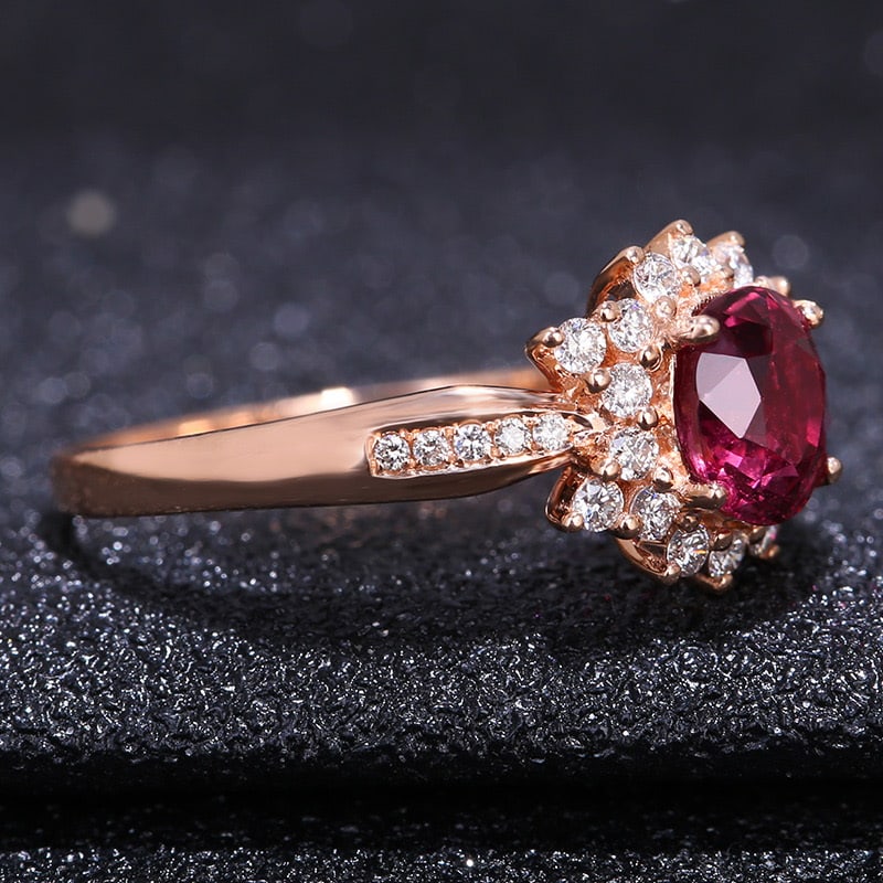 14k Gold 1.3 Ct Natural Ruby & Diamond Ring - 3
