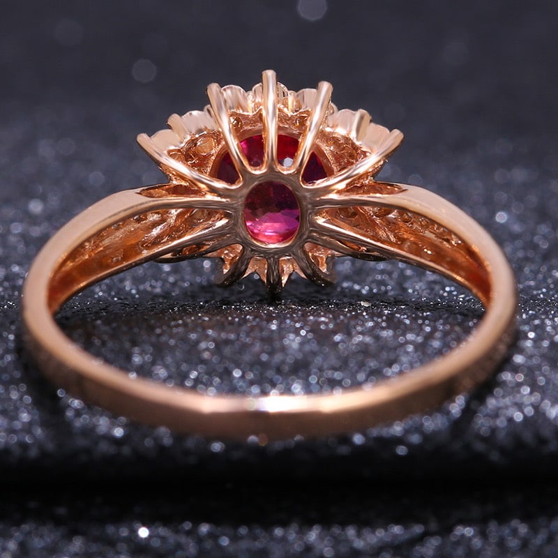 14k Gold 1.3 Ct Natural Ruby & Diamond Ring - 4