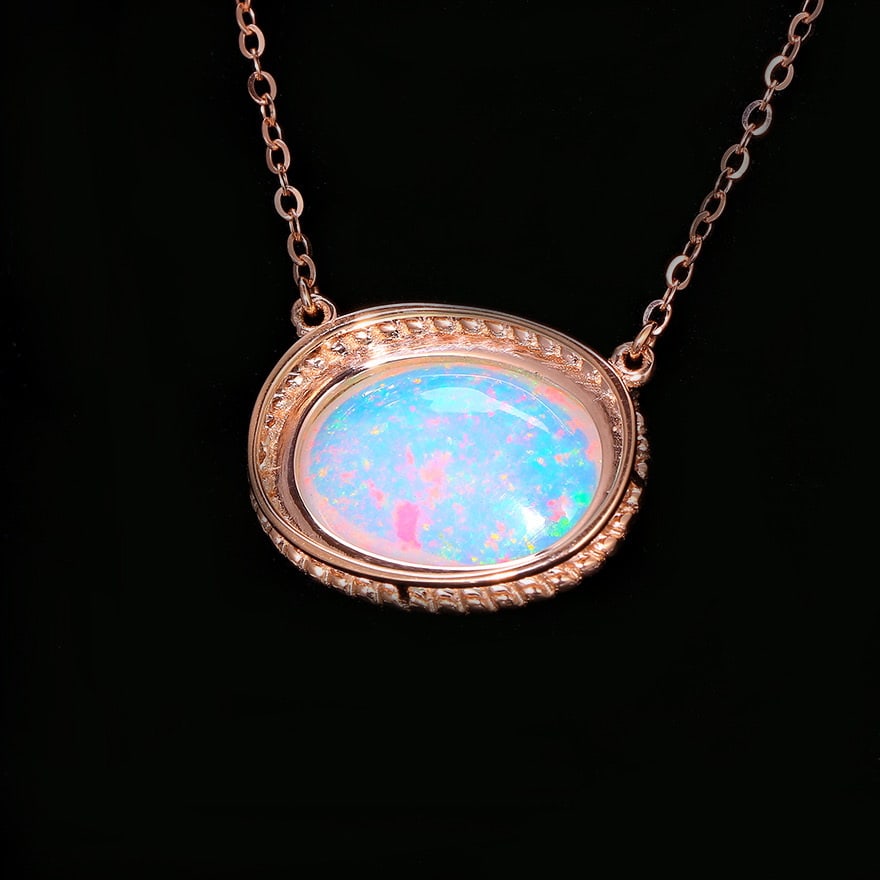 14k Gold 4.39 Ct Natural Opal Necklace - 5