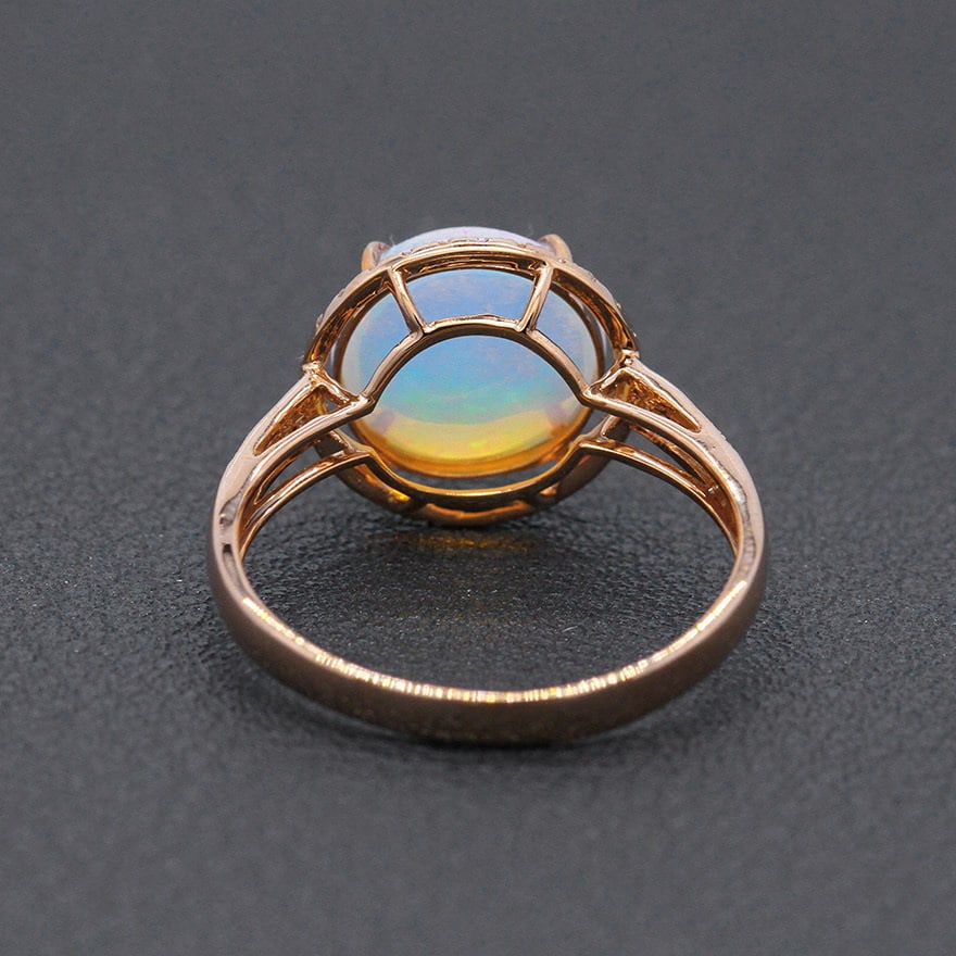 14k Gold 2.30 Ctw Natural Opal & Diamond Ring - 4