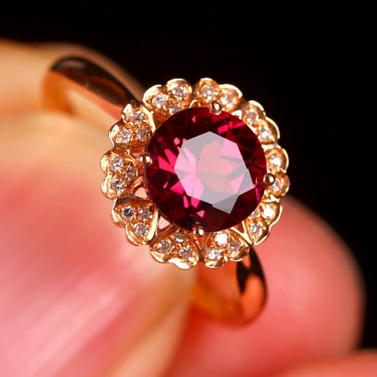 14k Gold 2.13 Ct Natural Tourmaline & Diamond Ring - 2
