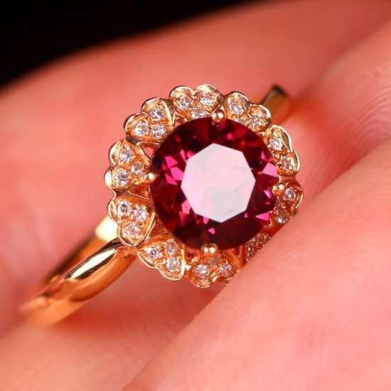14k Gold 2.13 Ct Natural Tourmaline & Diamond Ring - 3