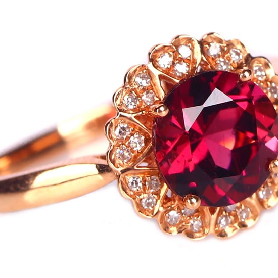 14k Gold 2.13 Ct Natural Tourmaline & Diamond Ring - 4