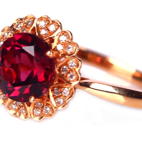 14k Gold 2.13 Ct Natural Tourmaline & Diamond Ring - 5
