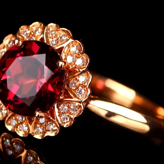 14k Gold 2.13 Ct Natural Tourmaline & Diamond Ring - 6