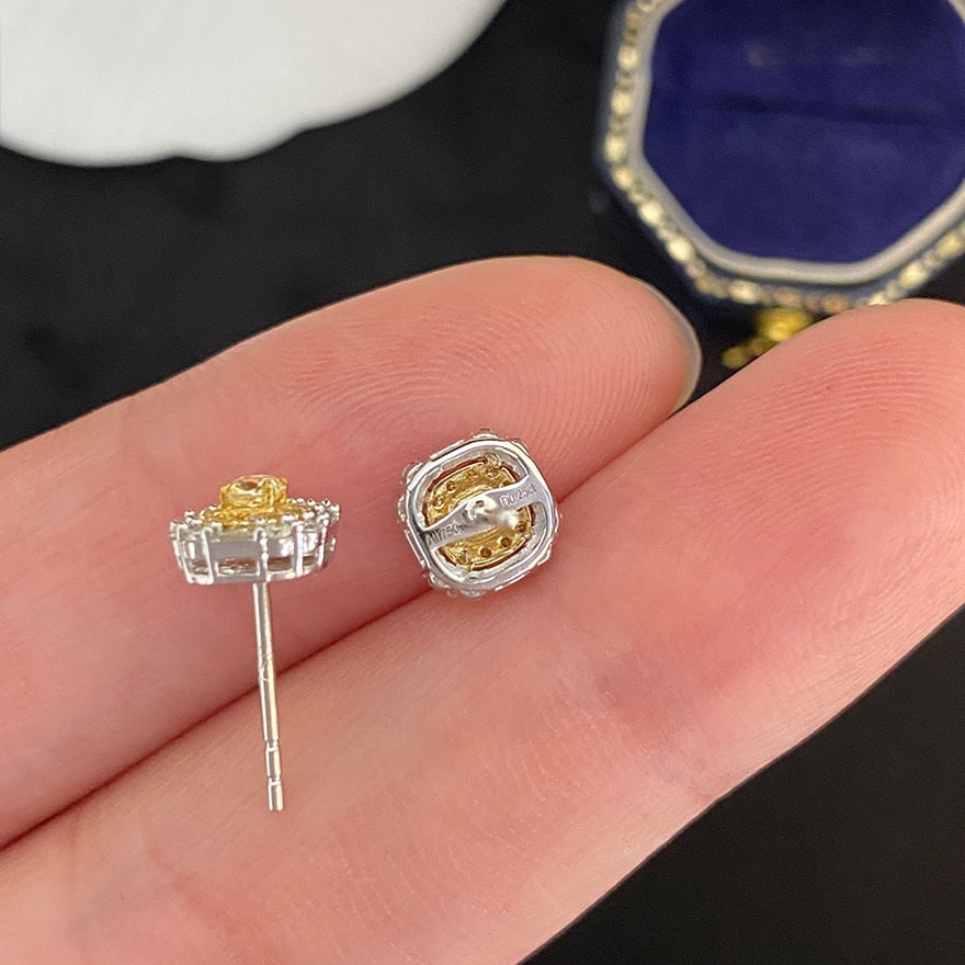 14k Gold 0.5 Ct Natural Color Diamond Earrings - 6
