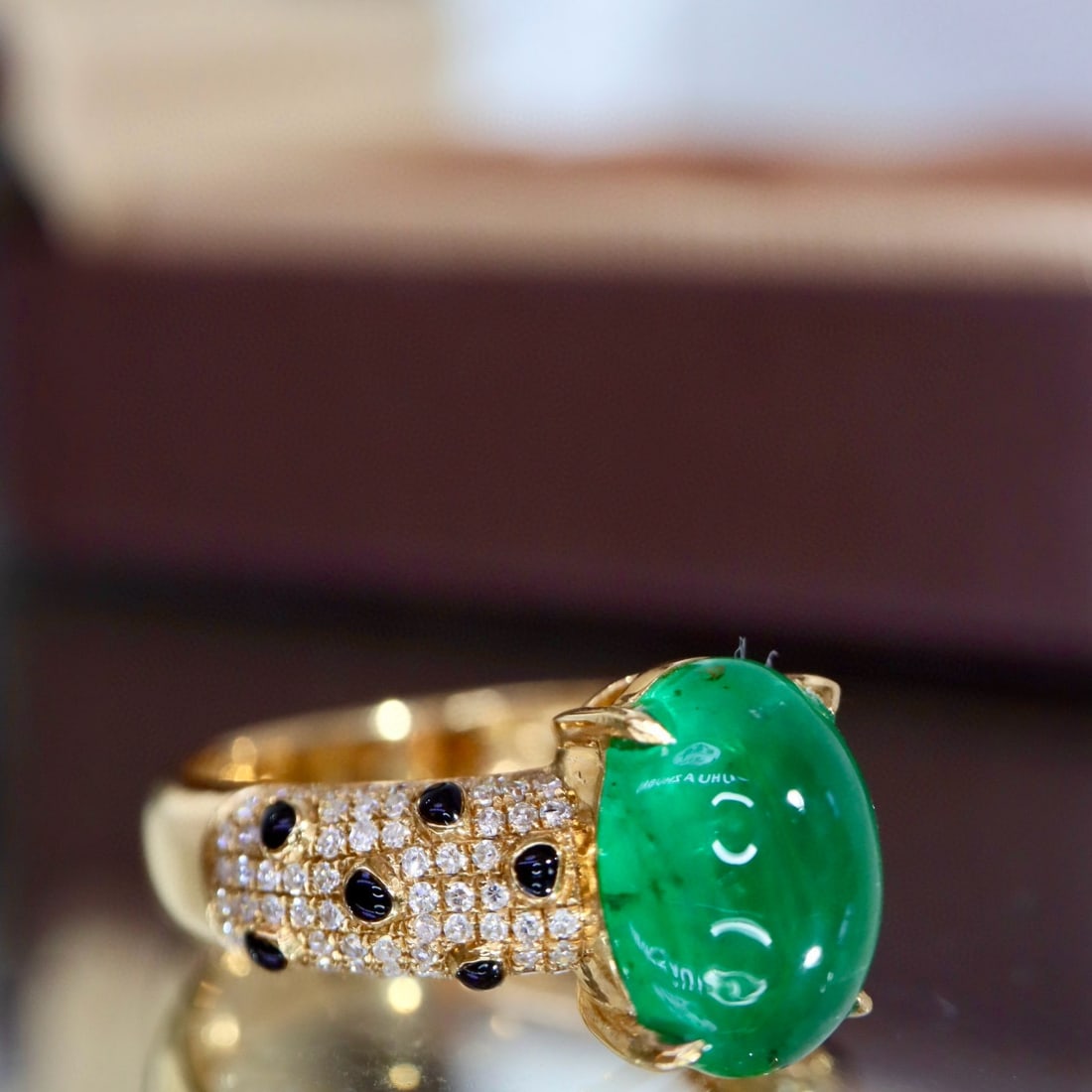 14k Gold 4.01 Ctw Vivid Green Natural Emerald & Diamond Ring - 2