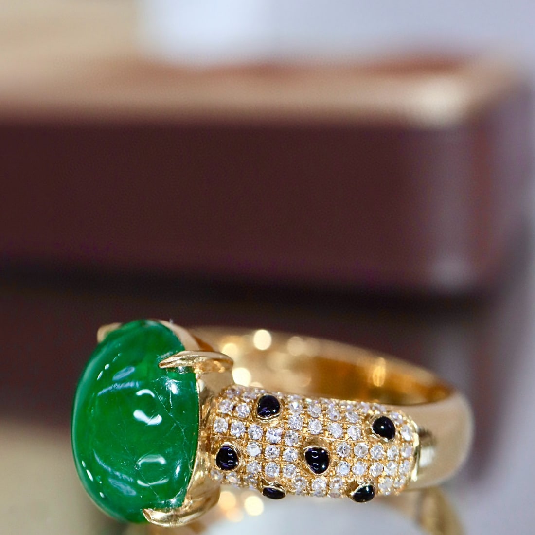 14k Gold 4.01 Ctw Vivid Green Natural Emerald & Diamond Ring - 3