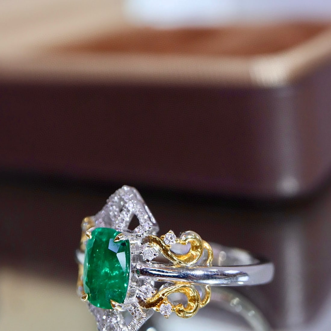 14k Gold 1.03 Ctw Natural Emerald & Diamond Ring - 3