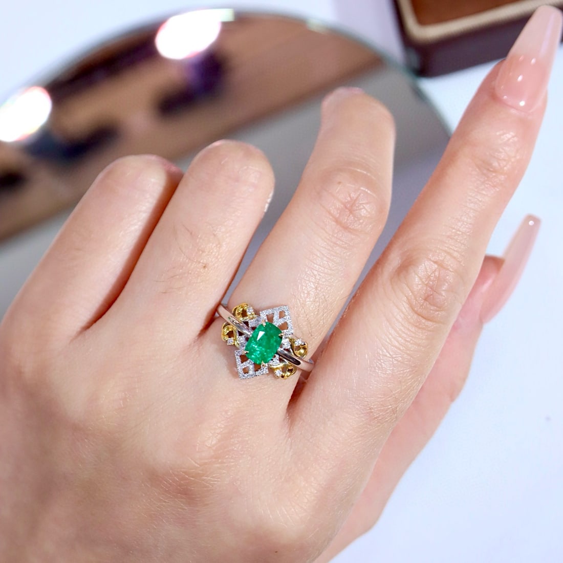 14k Gold 1.03 Ctw Natural Emerald & Diamond Ring - 4