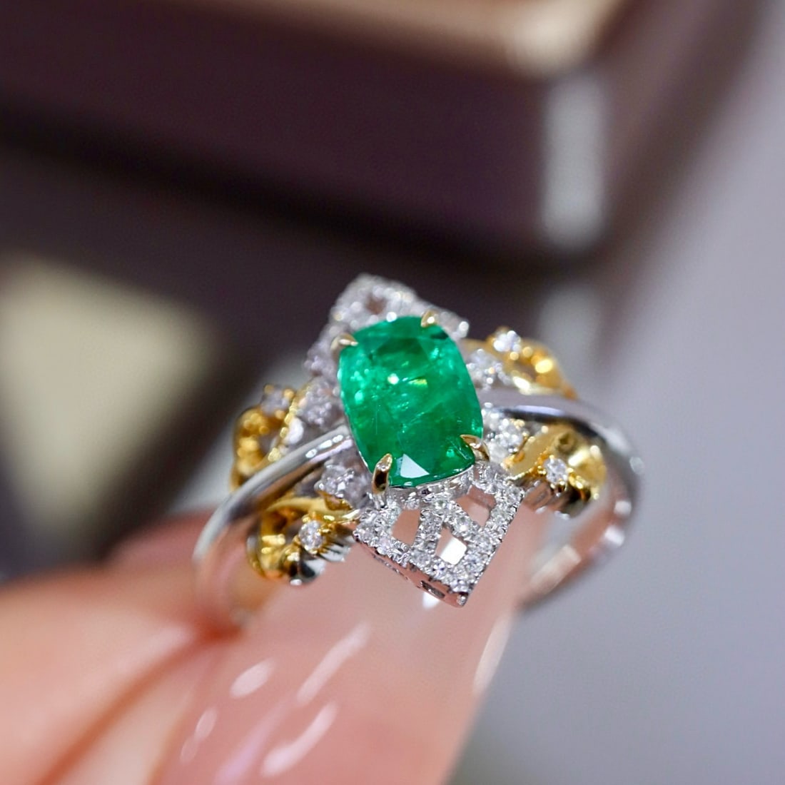 14k Gold 1.03 Ctw Natural Emerald & Diamond Ring - 5
