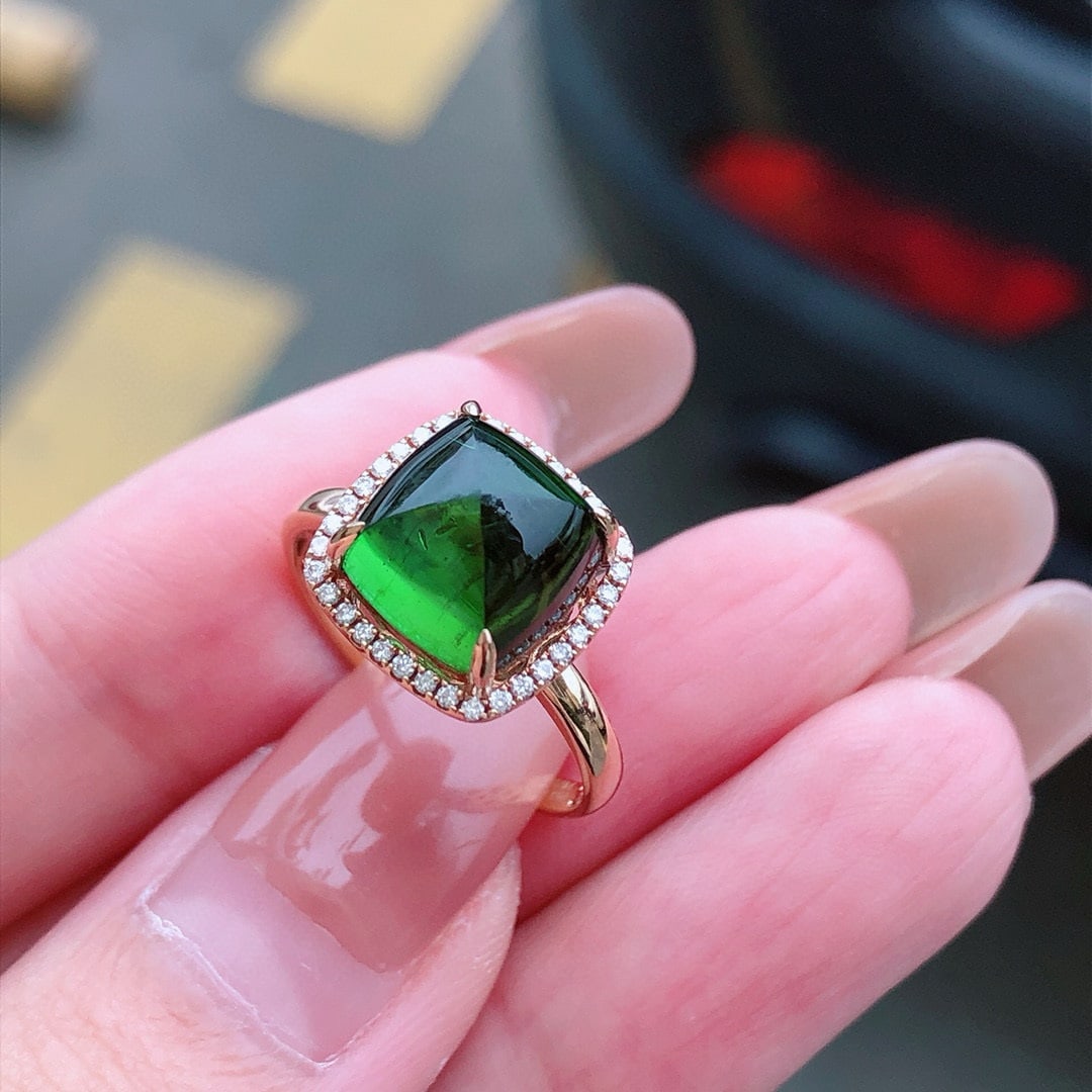 14k Gold 4.81 Ct Natural Tourmaline & Diamond Ring - 3