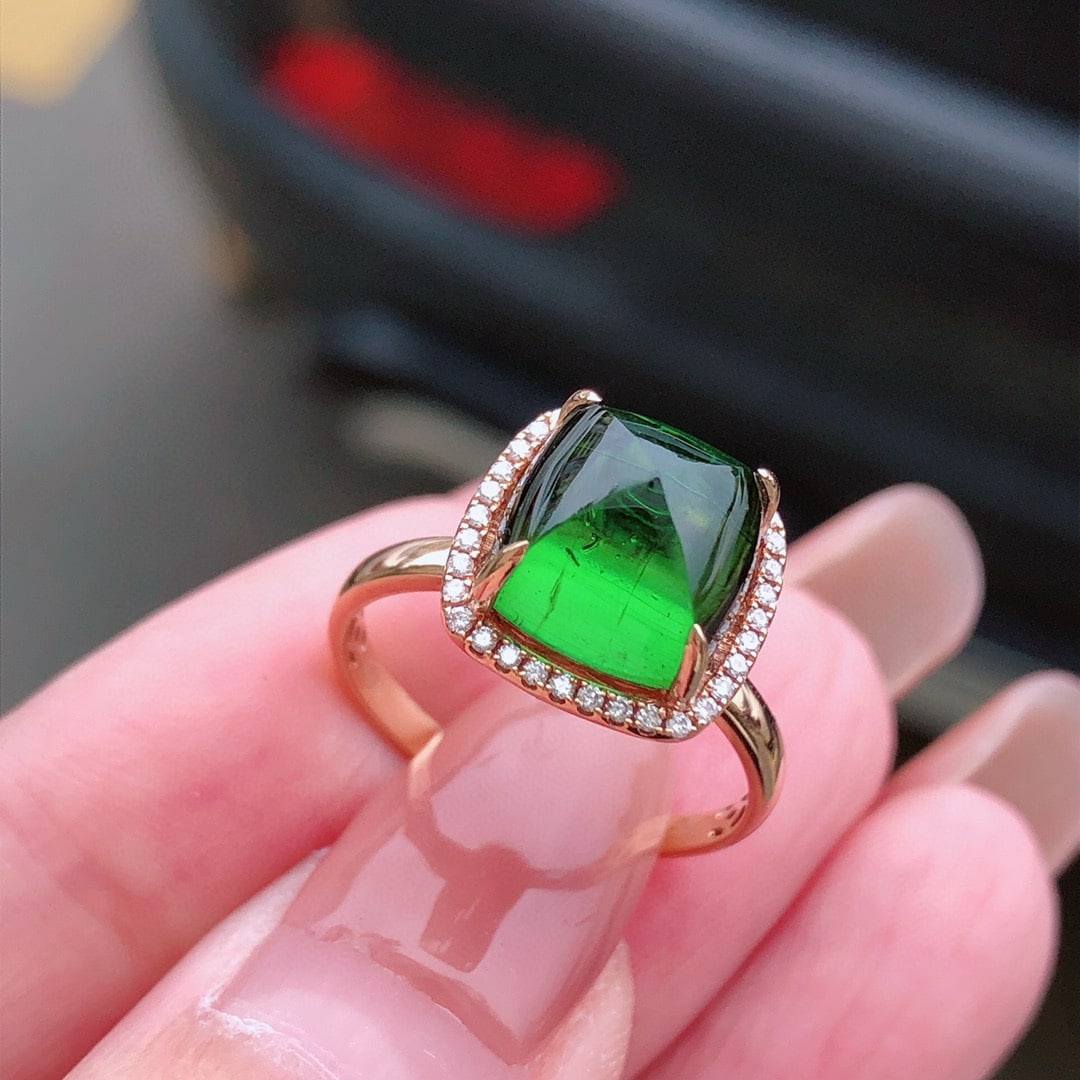 14k Gold 4.81 Ct Natural Tourmaline & Diamond Ring - 4