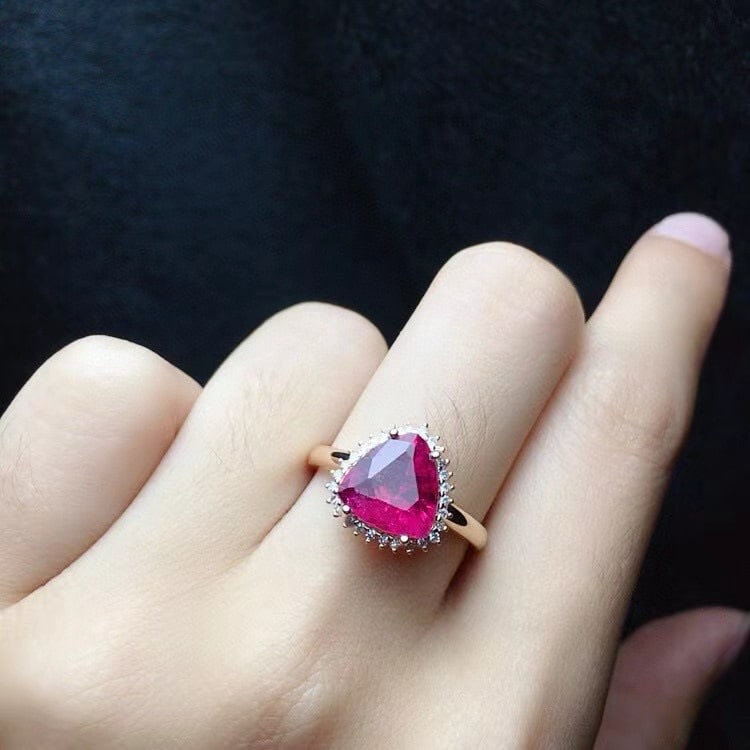 14k Gold 2.34 Ct Natural Tourmaline & Diamond Ring - 3