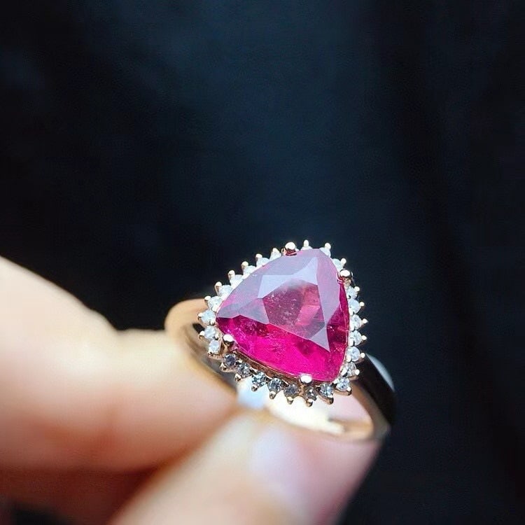14k Gold 2.34 Ct Natural Tourmaline & Diamond Ring - 4