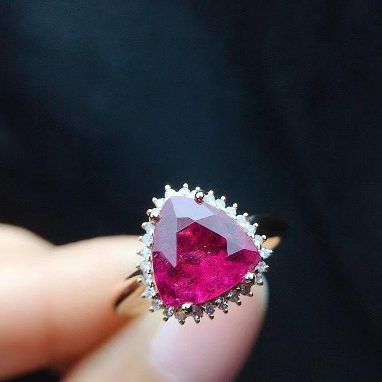 14k Gold 2.34 Ct Natural Tourmaline & Diamond Ring - 5