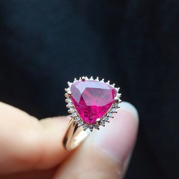 14k Gold 2.34 Ct Natural Tourmaline & Diamond Ring - 6