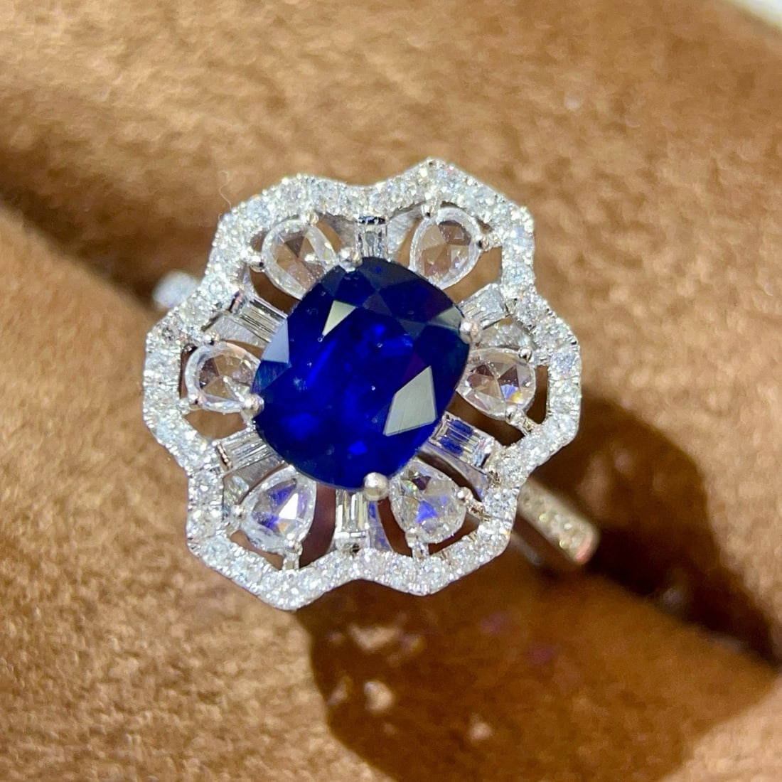 14k Gold 3.15 Ctw Natural Sapphire & Diamond Ring - 3
