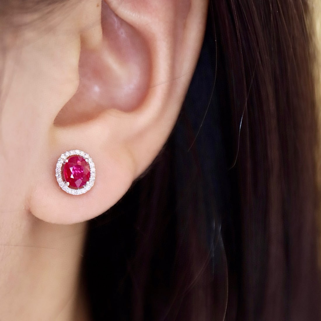 14k Gold 1.31 Ctw Natural Ruby & Diamond Earrings - 2