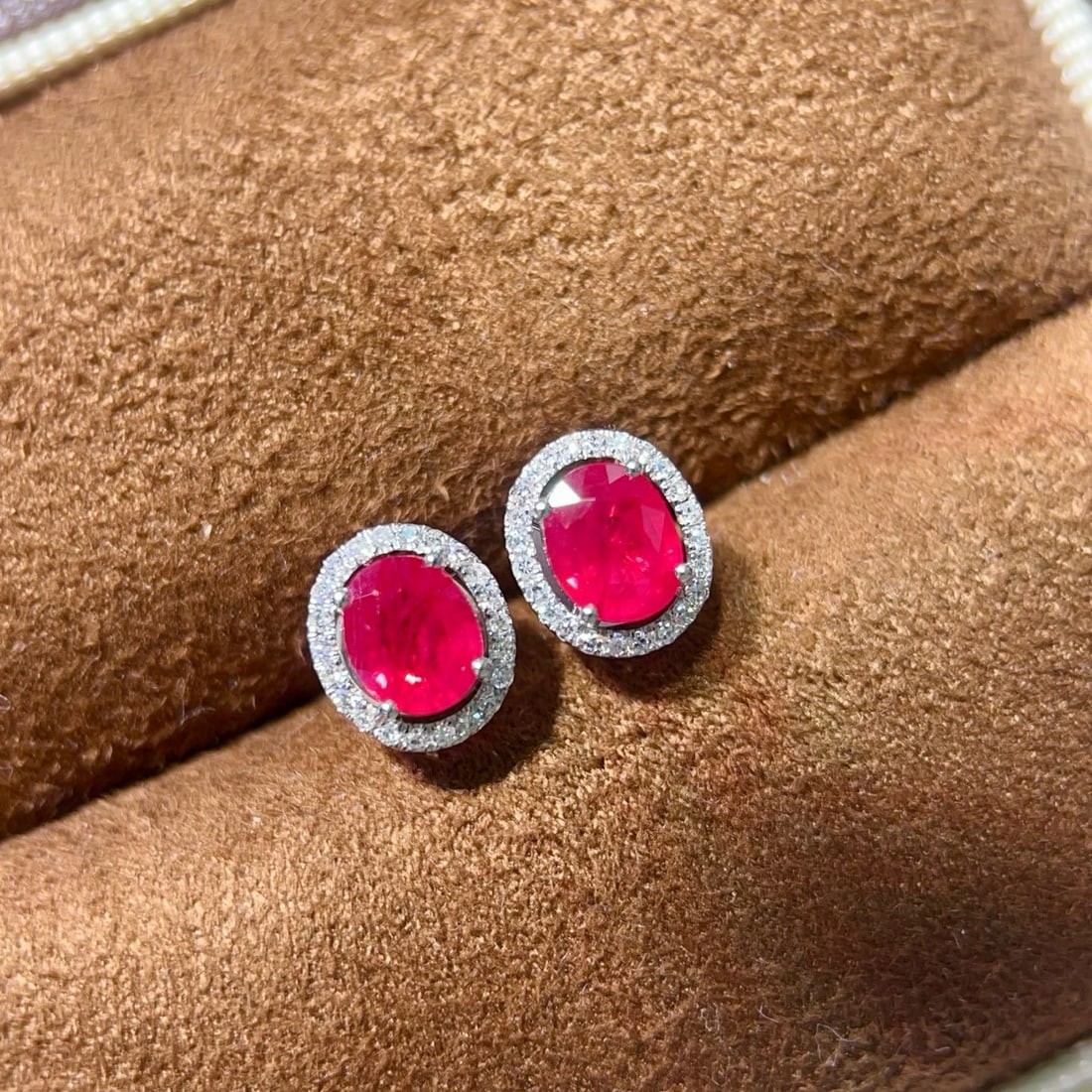 14k Gold 1.31 Ctw Natural Ruby & Diamond Earrings - 3