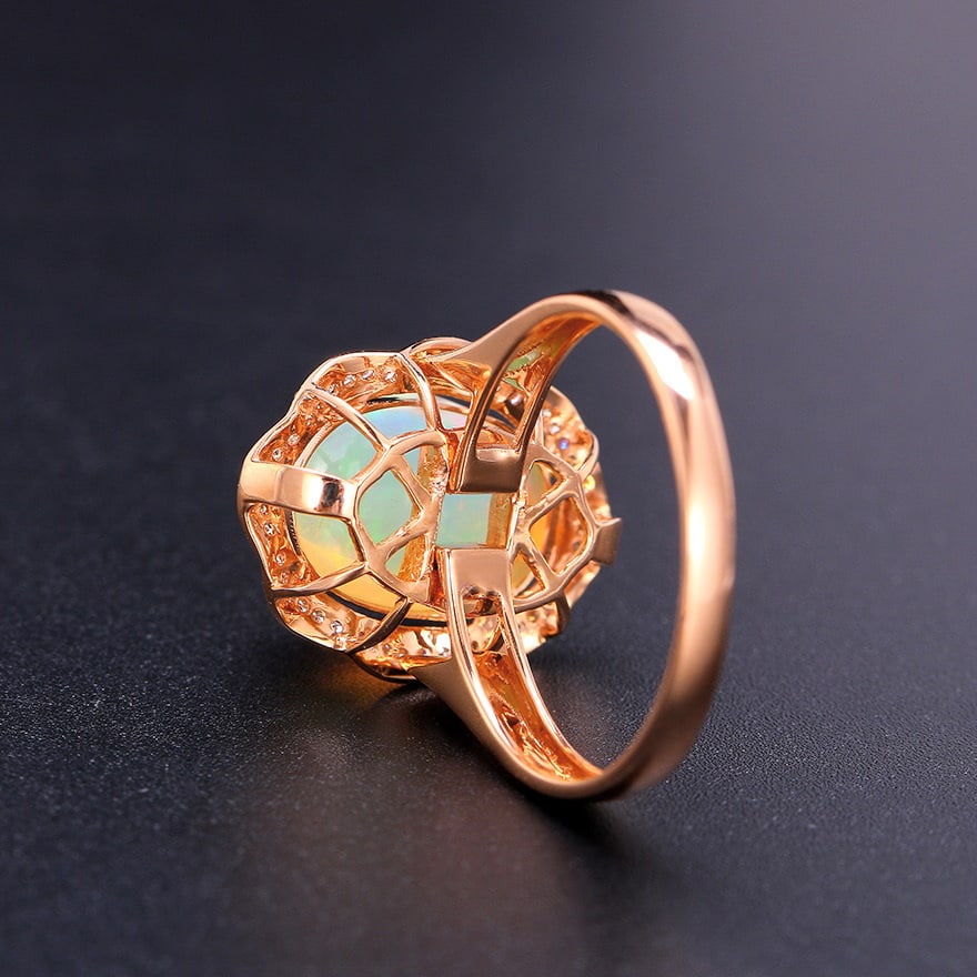 14k Gold 3.15 Ctw Natural Opal & Diamond Ring/pendant( Without Chain ) - 3