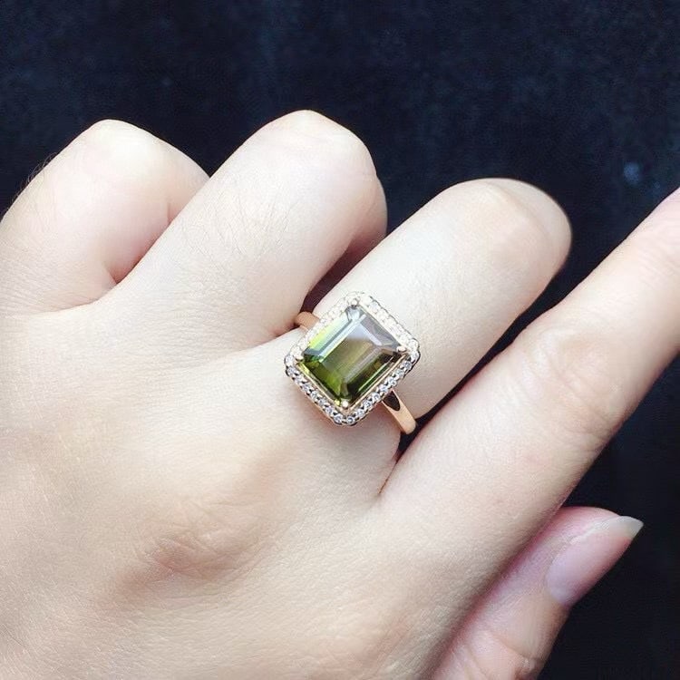 14k Gold 4.7 Ct Natural Tourmaline & Diamond Ring - 4